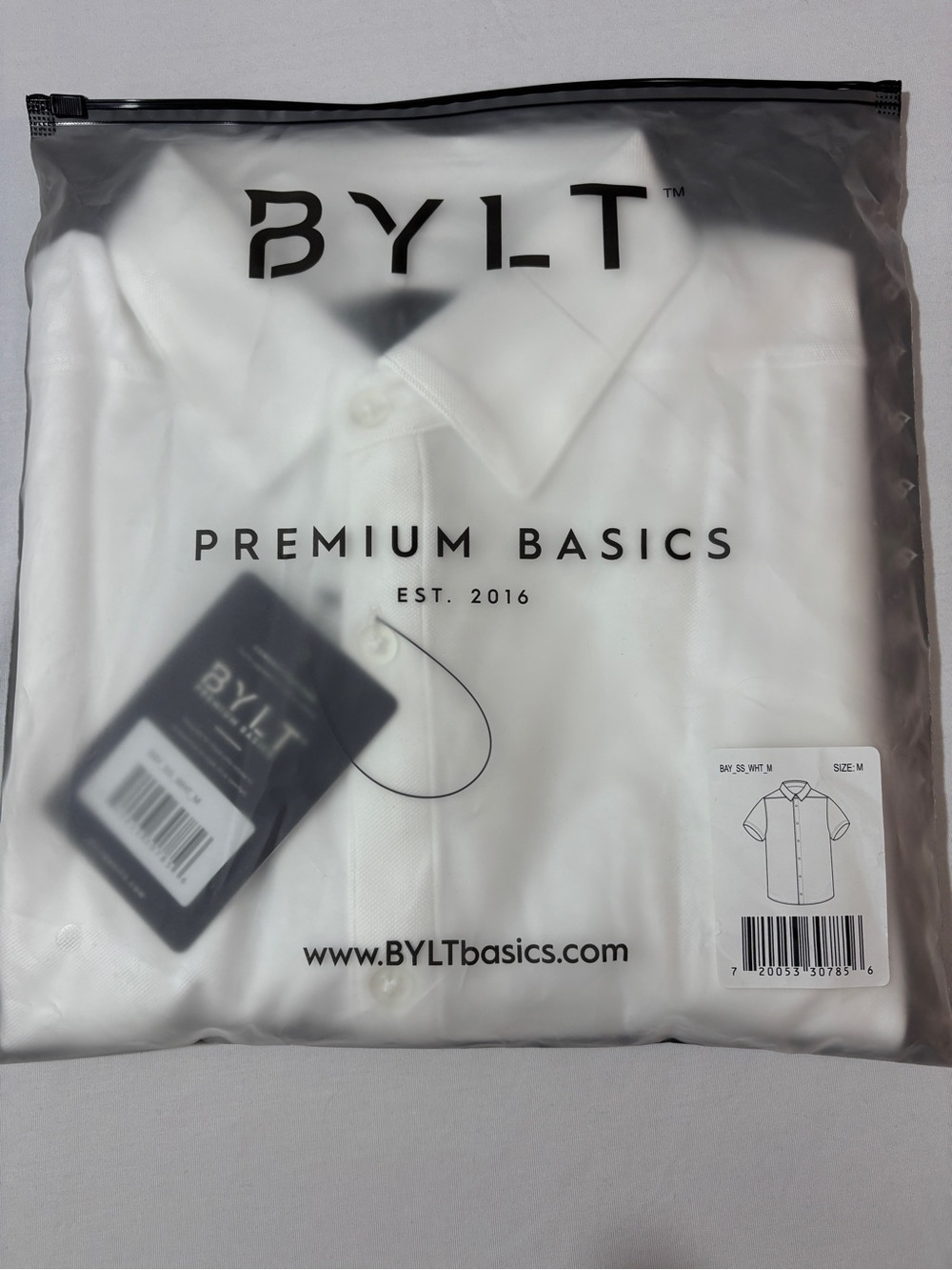 BYLT Premium Basics White Short Sleeve Button Down Shirt Size Medium NWT
